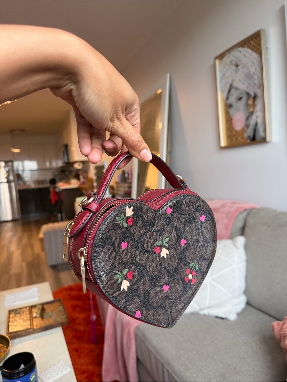 Coach Brown Signature Heart Mini Bag - Picture 3 of 5